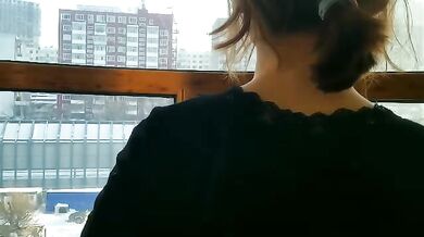 共享女友，周日天气灰蒙蒙，在阳台寻点阳光，坐着打炮，大声叫春！